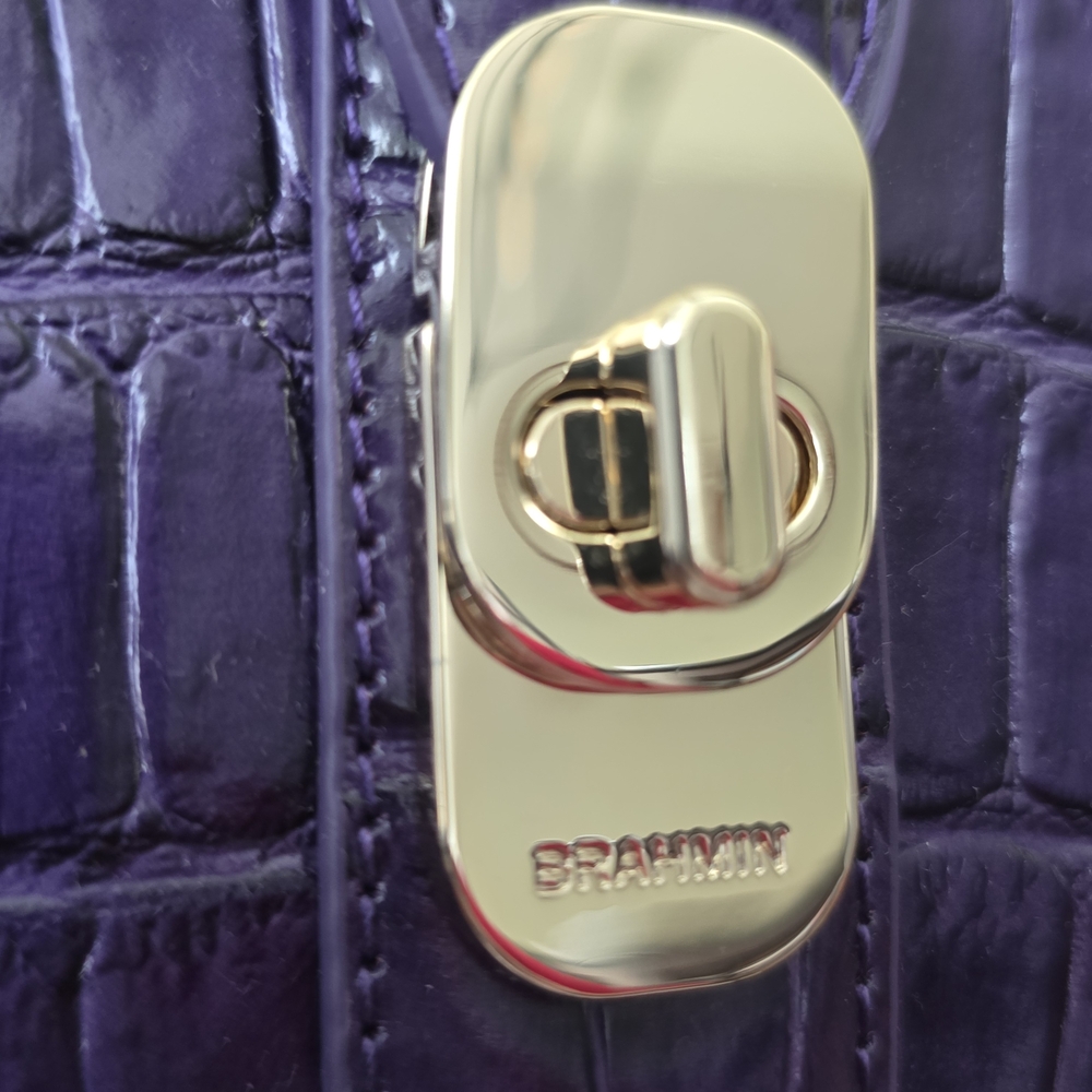 Brahmin Adrian Satchel Purple Croc Embossed Leather Voltage Violet NWT - Picture 16 of 16